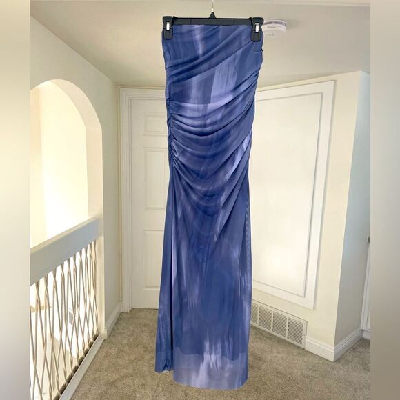 Zara blue mesh and ruched blue dress with built in corset size S - Picture 1 of 3